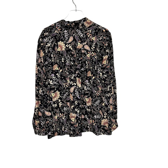 Michael Stars Women’s 2X Alexei Paisley BowTie Blouse Long Sleeve Rayon SFDPF82X - Picture 3 of 8